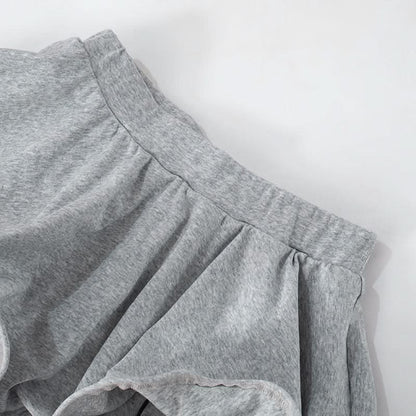 Ruffle A line solid irregular mini skirt