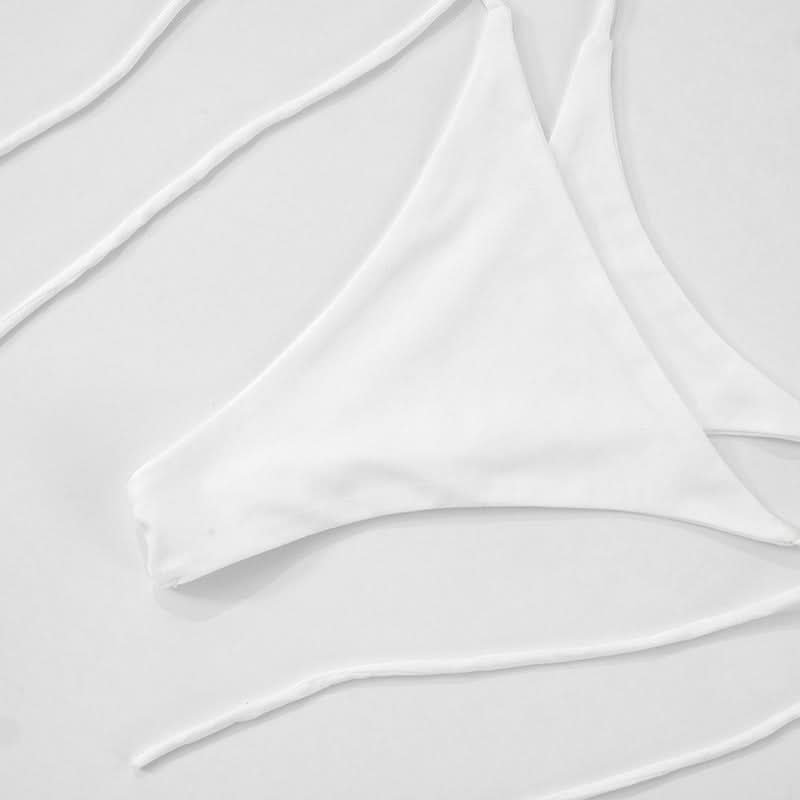 Self tie halter hollow out lace solid mini skirt set