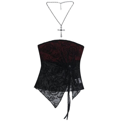 Slit irregular print ruched self tie tube top