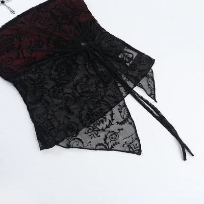 Slit irregular print ruched self tie tube top