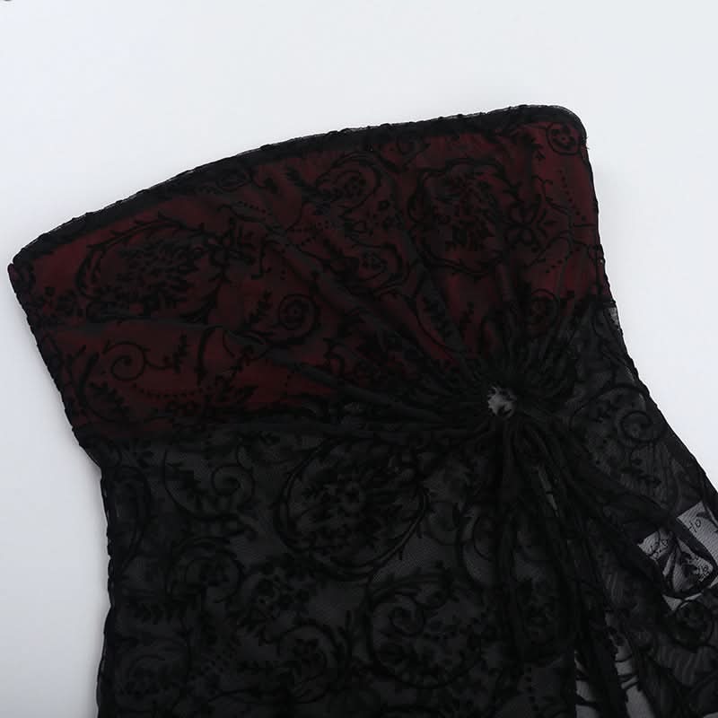 Slit irregular print ruched self tie tube top