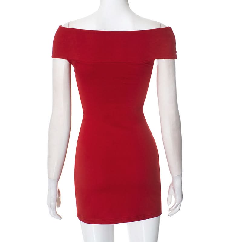 Hollow out Off shoulder solid cut out mini dress