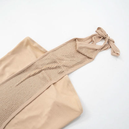 Halter self tie beaded backless solid top