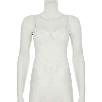 Lace v neck lace up bowknot corset cami top
