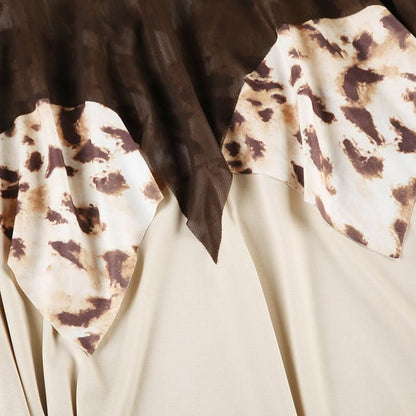 Leopard print ruched mesh irregular mini skirt