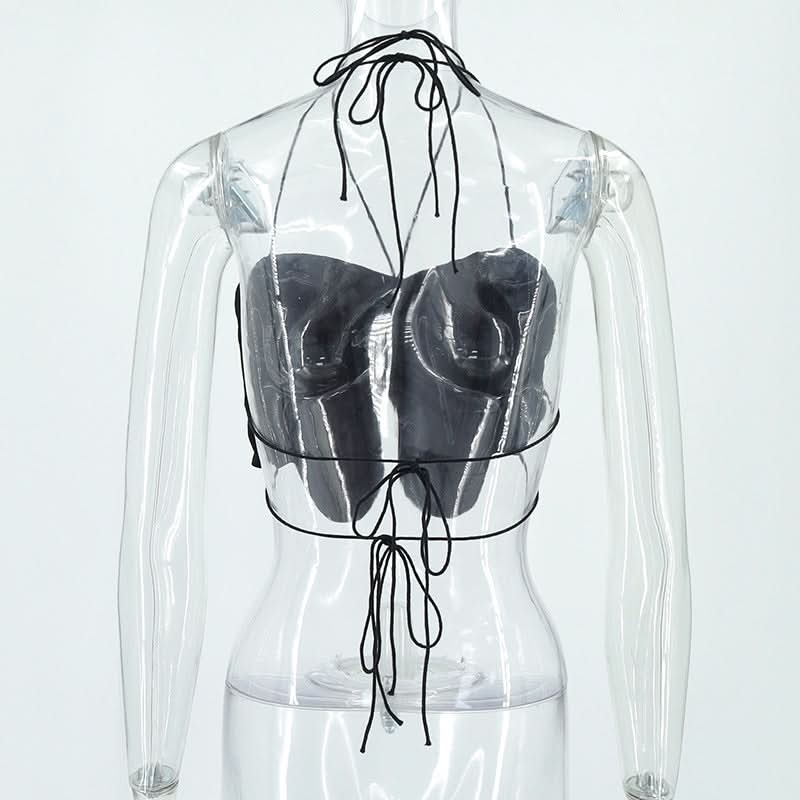 Halter self tie ruched slit backless top