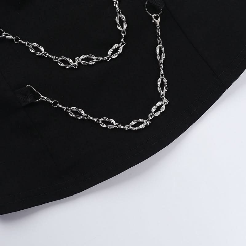 Metal chain buckle solid backless tube top