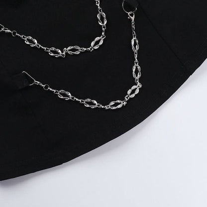 Metal chain buckle solid backless tube top