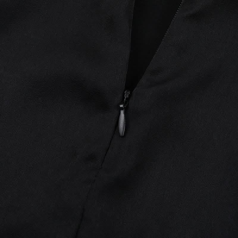 Cowl neck zip-up backless solid maxi dress