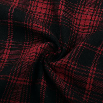 Plaid irregular buckle contrast maxi skirt