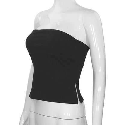Solid slit backless tube top