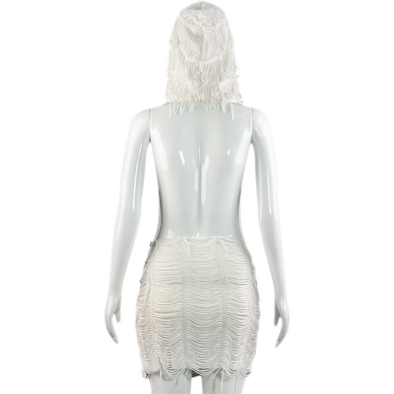Hoodie backless halter mini dress