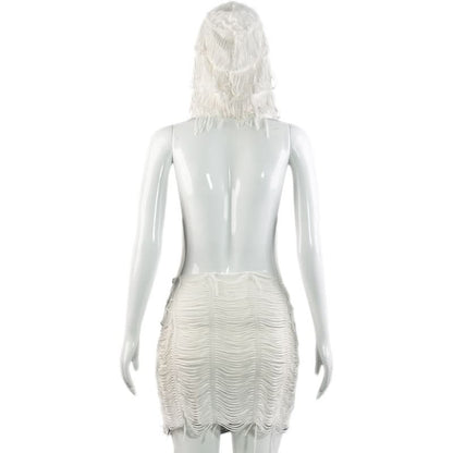 Hoodie backless halter mini dress