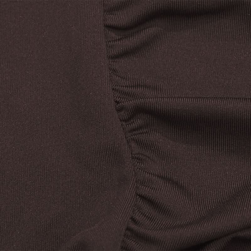 Crewneck long sleeve ruched solid maxi dress