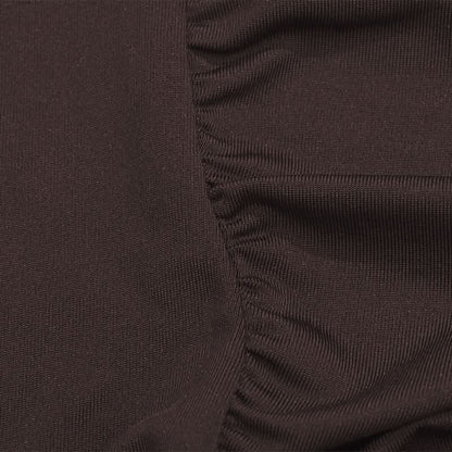 Crewneck long sleeve ruched solid maxi dress