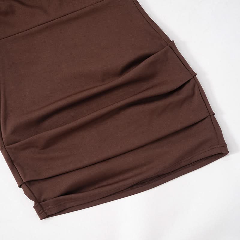 One shoulder long sleeve ruched mini dress