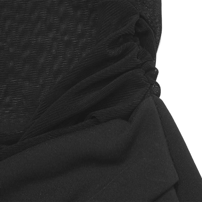 Off shoulder long sleeve mesh maxi dress