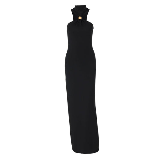 High neck slit sleeveless maxi dress
