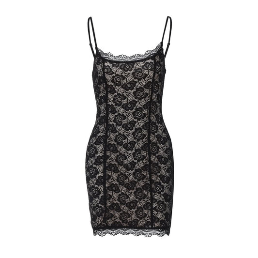 U neck lace cami mini dress