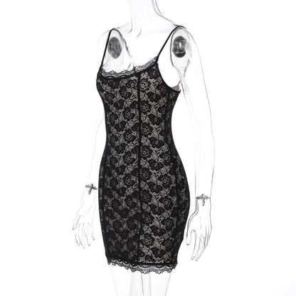 U neck lace cami mini dress