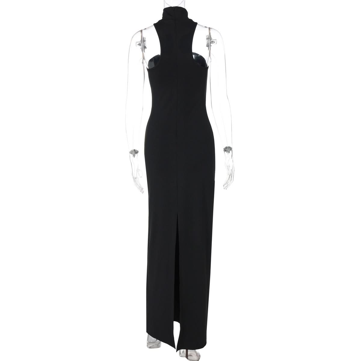 High neck slit sleeveless maxi dress