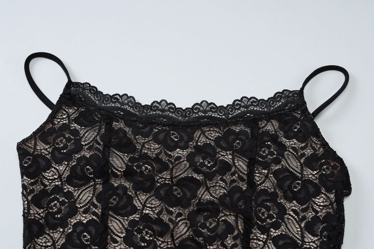 U neck lace cami mini dress
