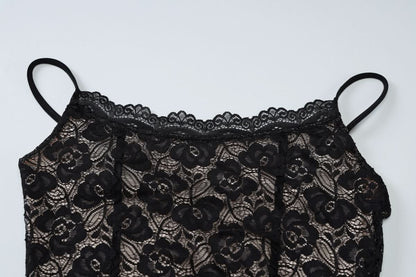 U neck lace cami mini dress