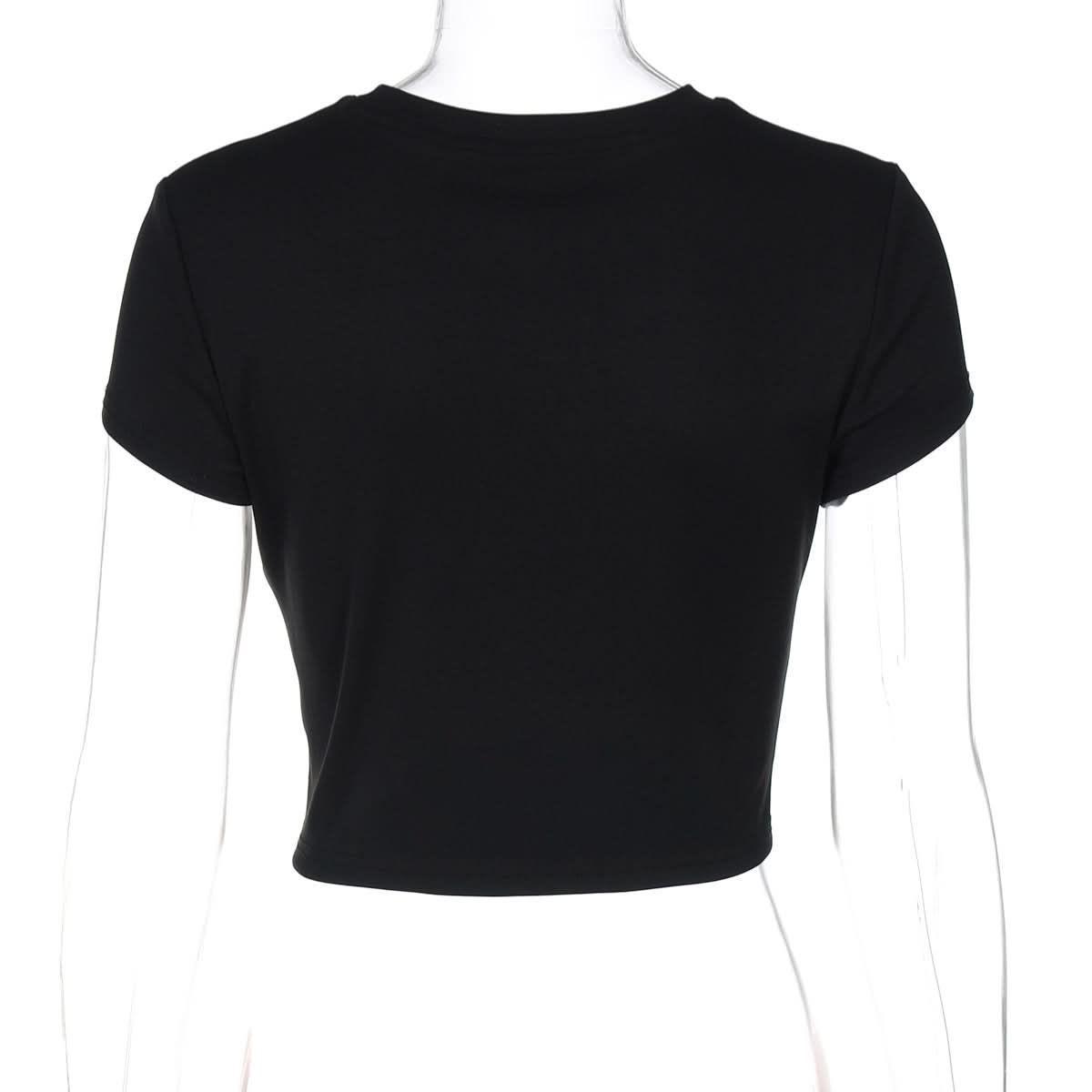 Crewneck flower pattern short sleeve crop top