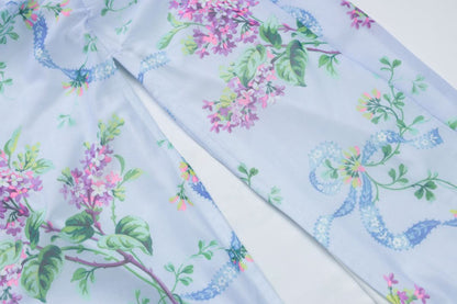 U neck flower print high slit cami maxi dress