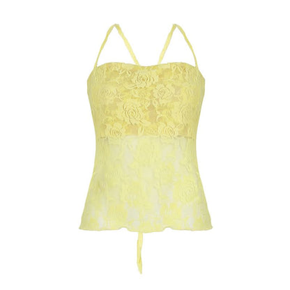 Lace cross back cami top