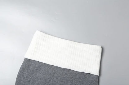 Knitted patchwork contrast mini skirt