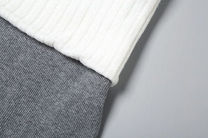 Knitted patchwork contrast mini skirt