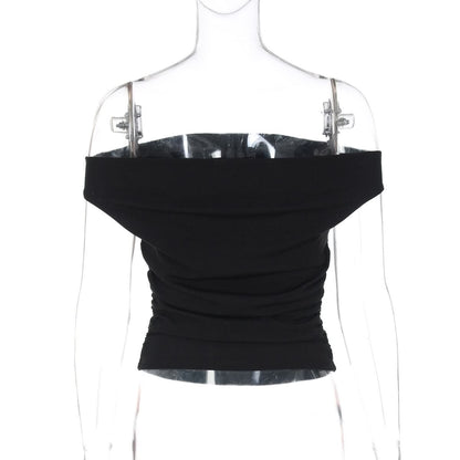 Off shoulder ruched flower pattern top