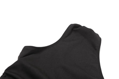 One shoulder hollow out slit ruffle maxi dress