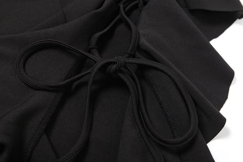 One shoulder hollow out slit ruffle maxi dress