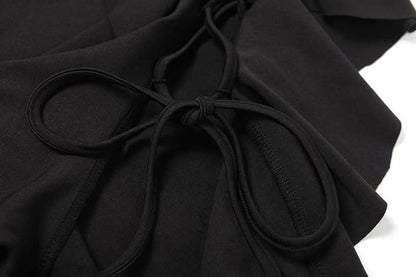 One shoulder hollow out slit ruffle maxi dress