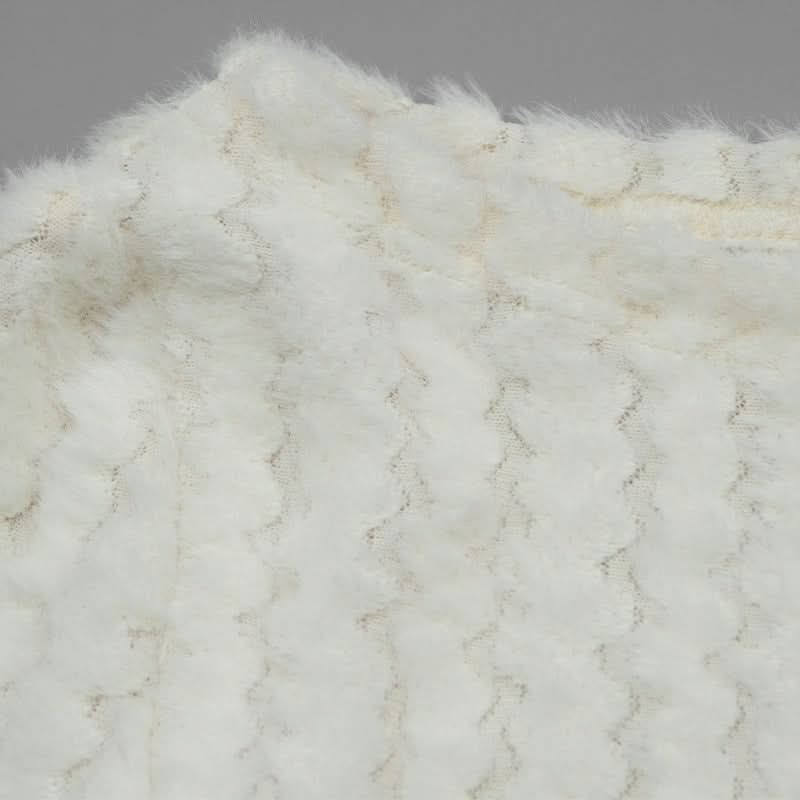 Off shoulder long sleeve bowknot fluffy top