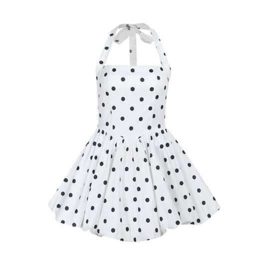 Polka dot halter mini dress