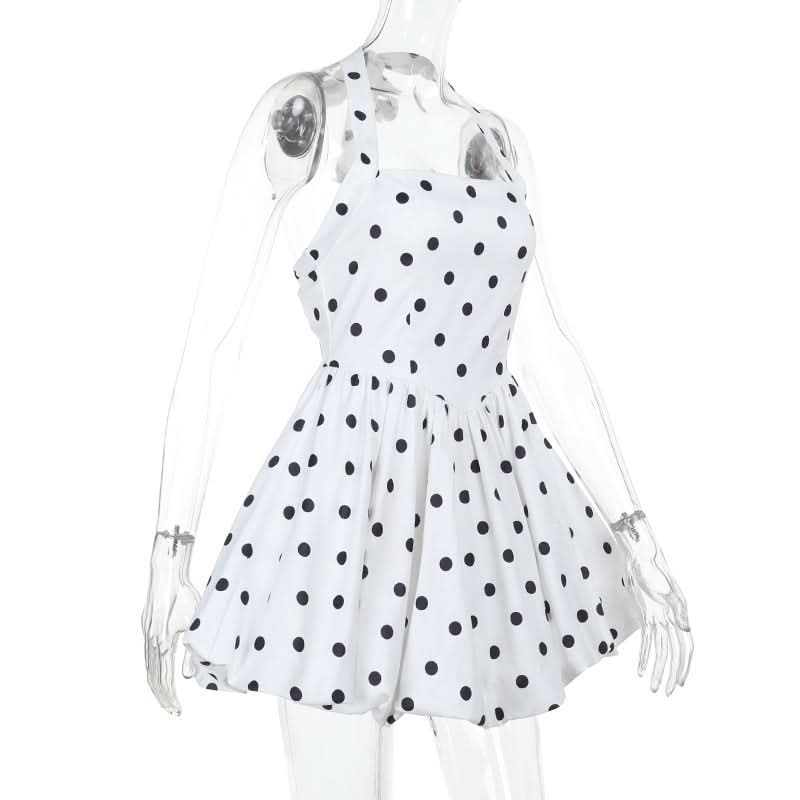 Polka dot halter mini dress