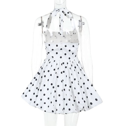 Polka dot halter mini dress