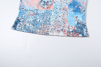 Contrast lace patchwork slit cami maxi dress