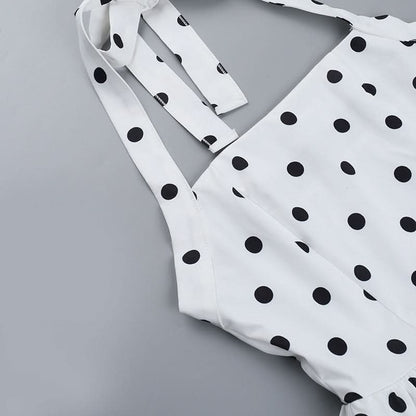 Polka dot halter mini dress