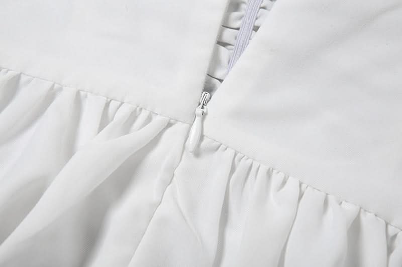 Ruched lace up zip-up cami mini dress