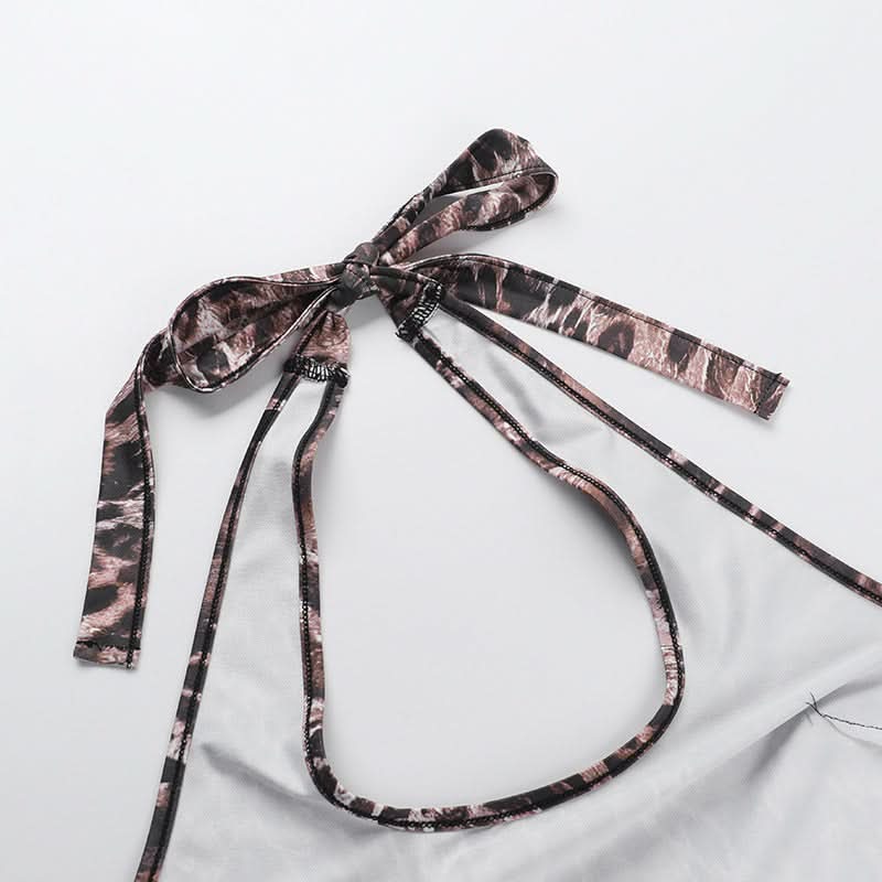 Halter leopard print backless romper