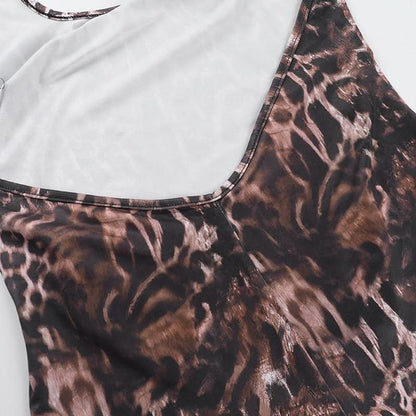 Halter leopard print backless romper