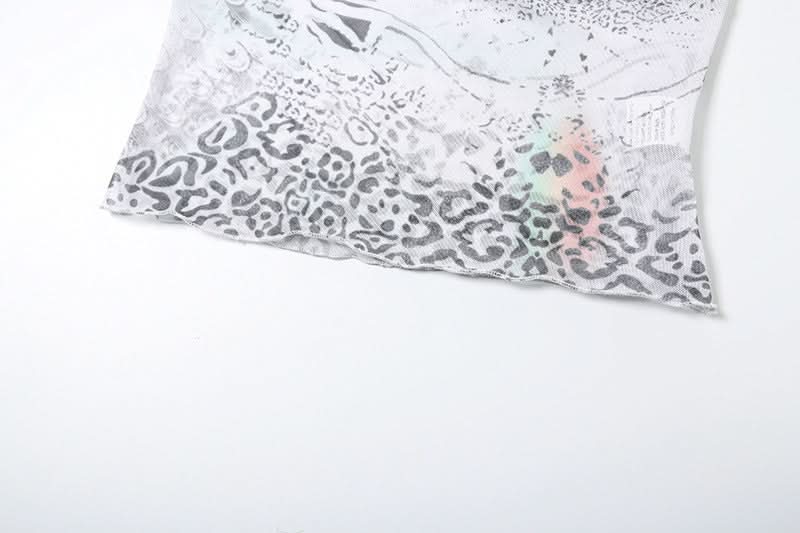 Lace hem bowknot print drawstring cami mini skirt set