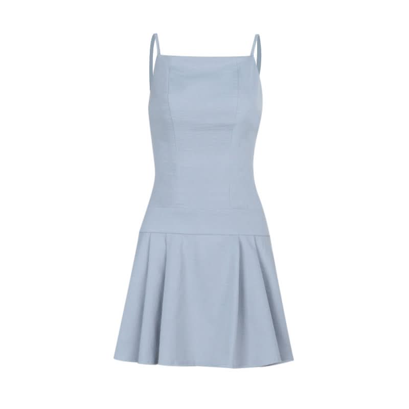 Pleated backless cami mini dress