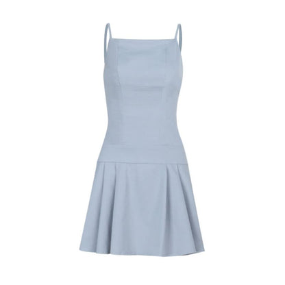 Pleated backless cami mini dress
