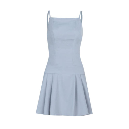 Pleated backless cami mini dress