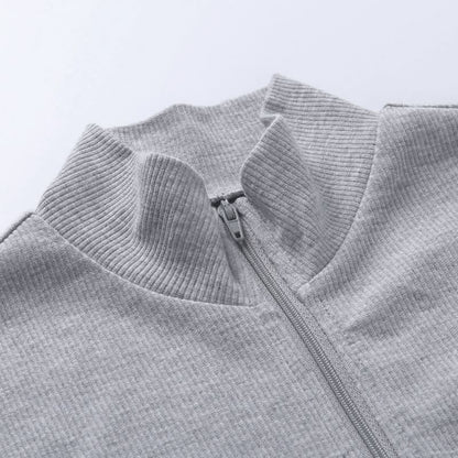Long sleeve high neck zip-up crop top
